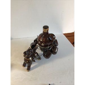 Vintage Japanese Redware Donkey Pulling Cart Glass Set with 6 Mugs. Rare find